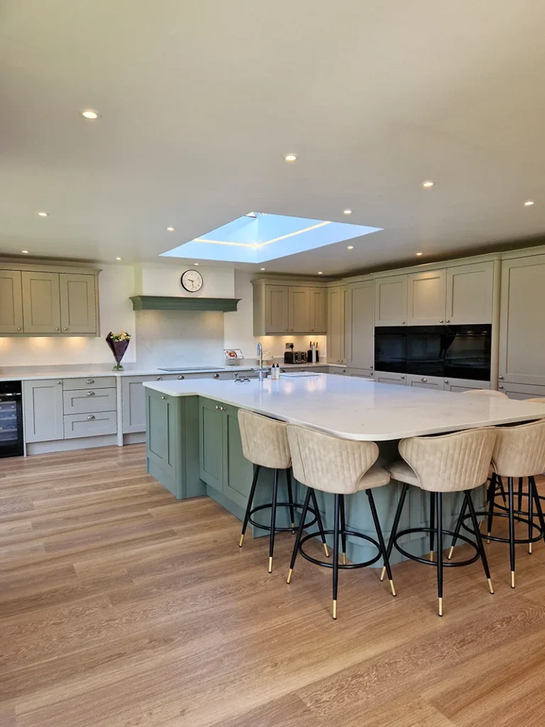 modern sage green beige design kitchen fitting solihull