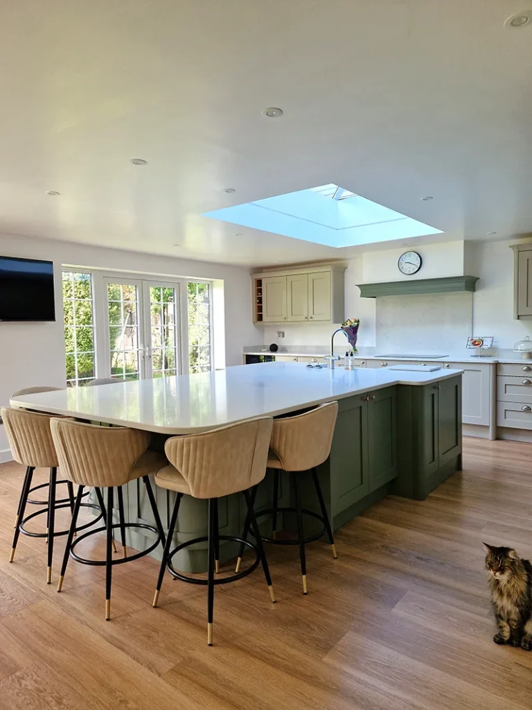 modern sage green beige design kitchen fitting solihull