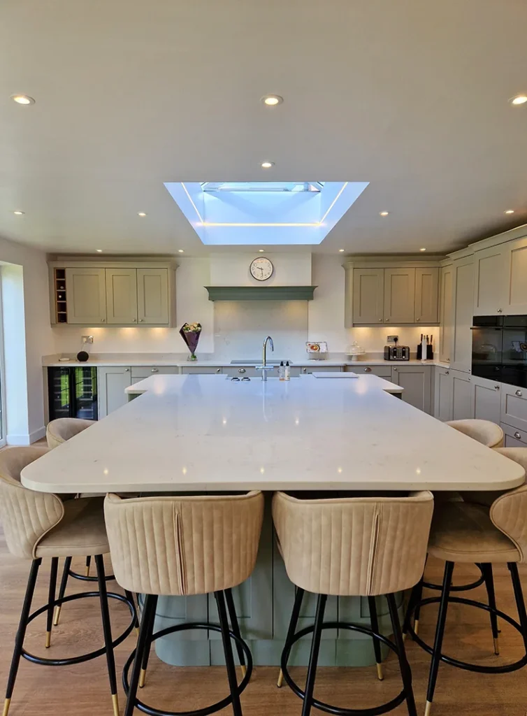 modern sage green beige design kitchen fitting solihull