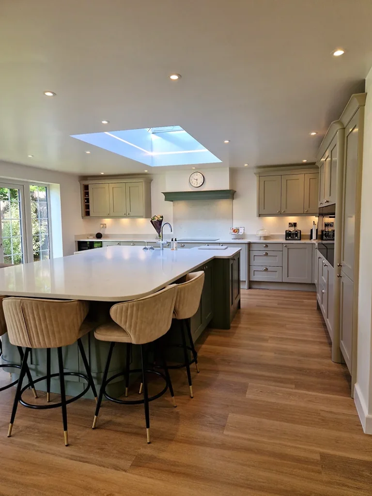 modern sage green beige design kitchen fitting solihull