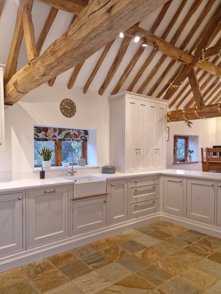 in frame kitchen in barn conversion